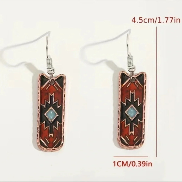 Aztec Print Earrings - Picture 4 of 7